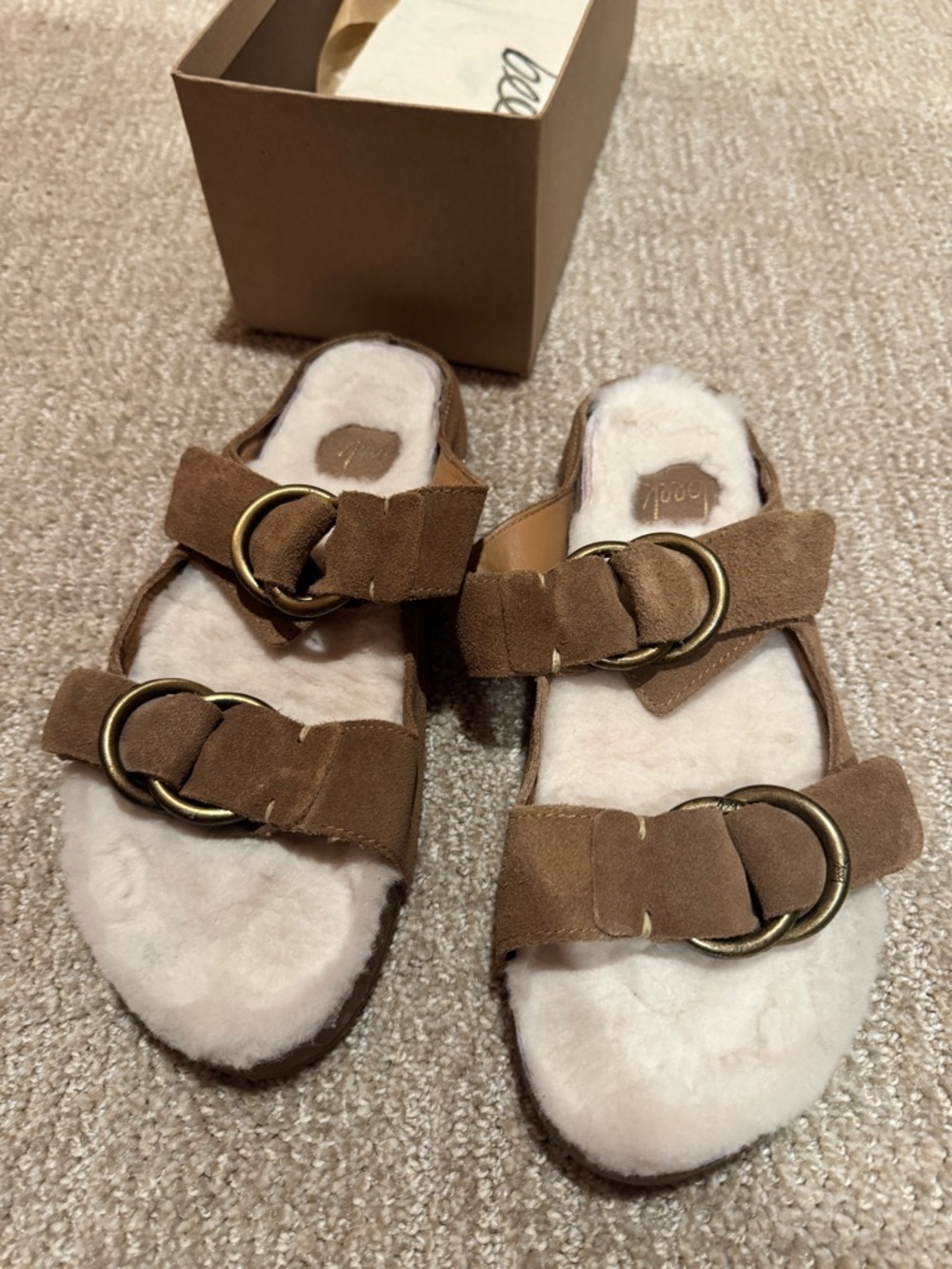Beek shearling suede strap sandals 9